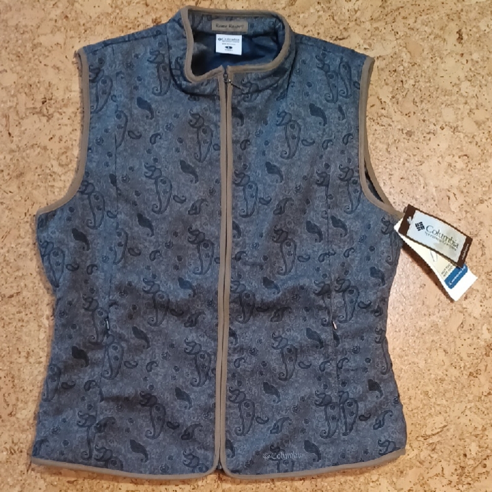 Columbia Women's Wingbeat Charcoal Paisley Padded Vest Size L NWT